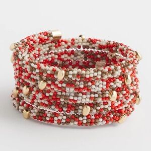 CHICO’S NWT Seed Bead Coil Bracelet in Valencia Orange • Coiled Vibrant Easy